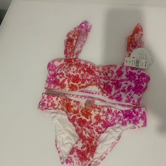 PQ Swim Pink and Orange Bikini Set with Artistic Tie-Dye Effect - Picture 1 of 2